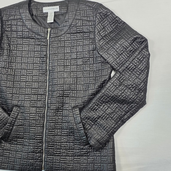 Sag Harbor Quilted Front Zip Lightweight Jacket Black Women 10 Sleek Modern Chic - Picture 7 of 16